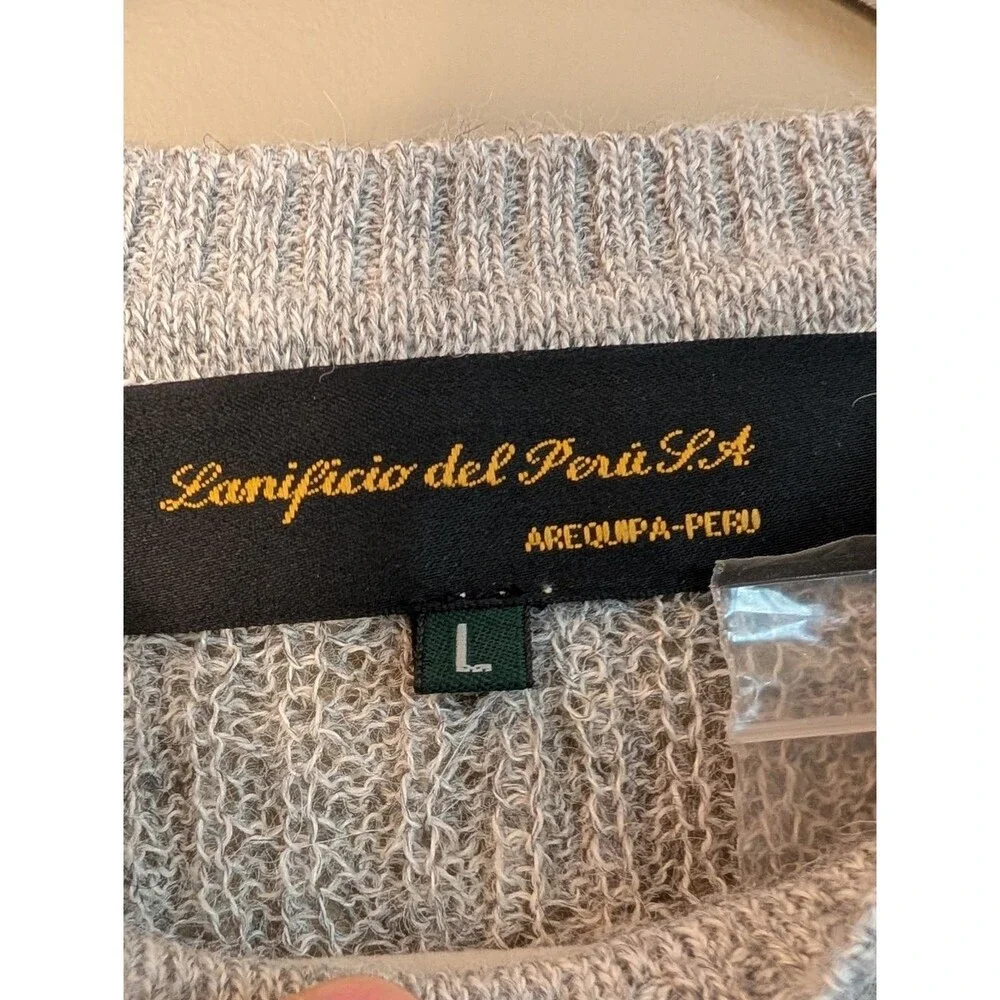 Lanificio del Peru LA 90s Grandpa Sweater Grey Textured size Large alpaca knit